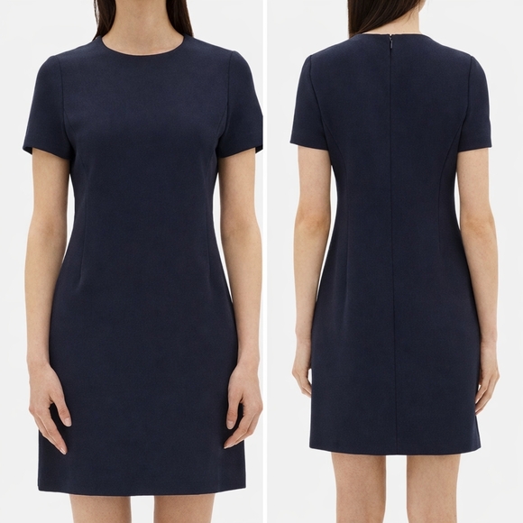Theory Dresses & Skirts - Theory Sheath Dress Crew Neck Short Sleeve Navy Blue Size 4